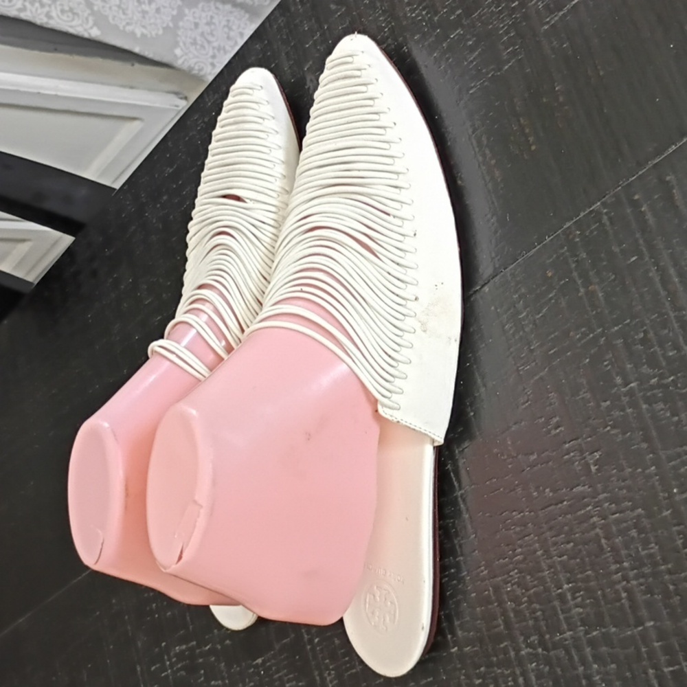 TORY BURCH WHITE MULES